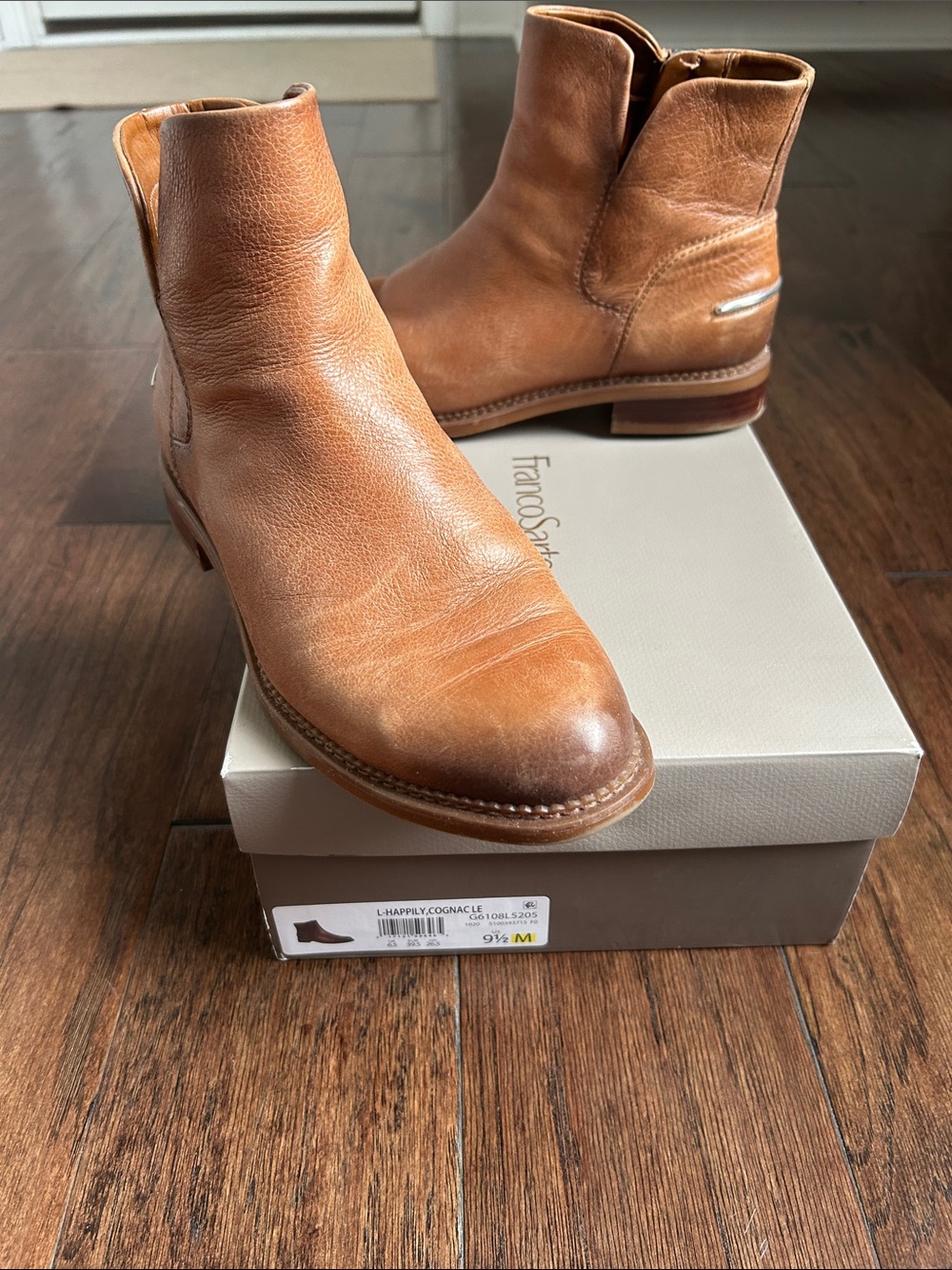 Franco Sarto women’s 9.5 Cognac Leather Ankle Boots